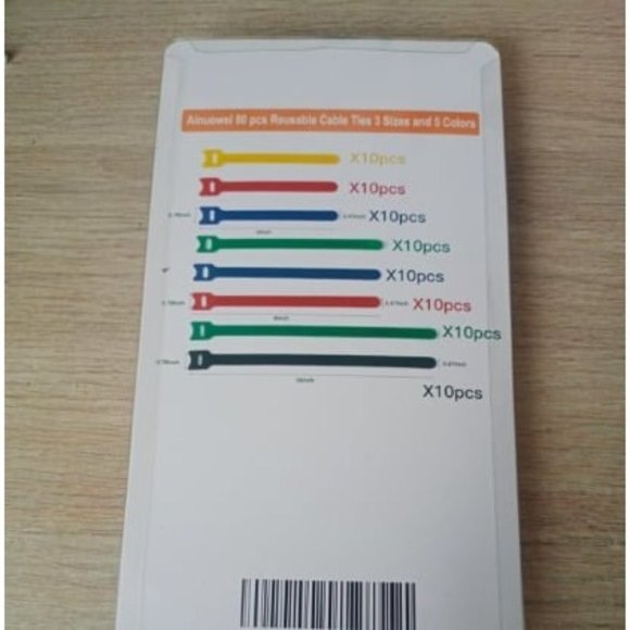 80 pcs Reusable Fastening Cable Ties 3 Sizes 6/8/10 inch Adjustable Cord Ties - Picture 2 of 2